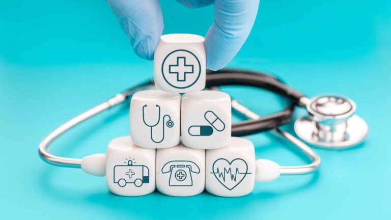 Ambetter for Sunshine Health – healthcare coverage icons with stethoscope representing affordable health insurance in Florida.