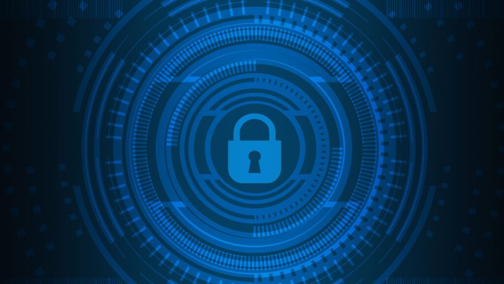 Blue digital lock graphic symbolizing browser agent security risk and online data protection.