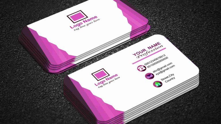 Modern business card mockup showing standard business card size in pixels for professional design.
