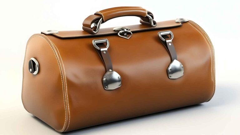 Premium leather golf bag travel bag with durable handles and metal fittings