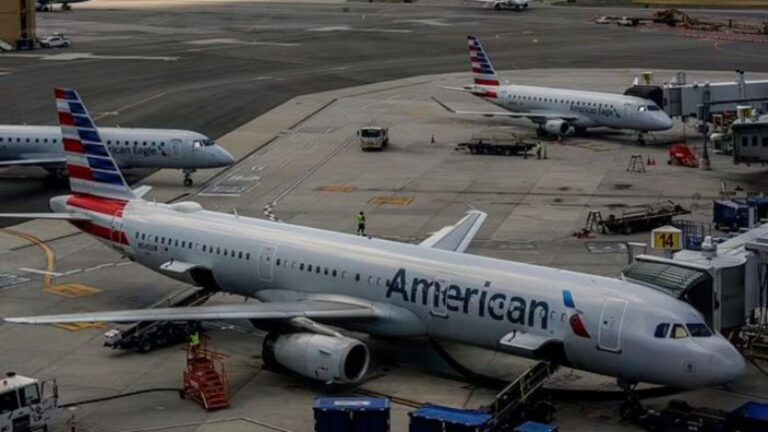 American Airlines aircraft at airport gate amid shutdown rumors